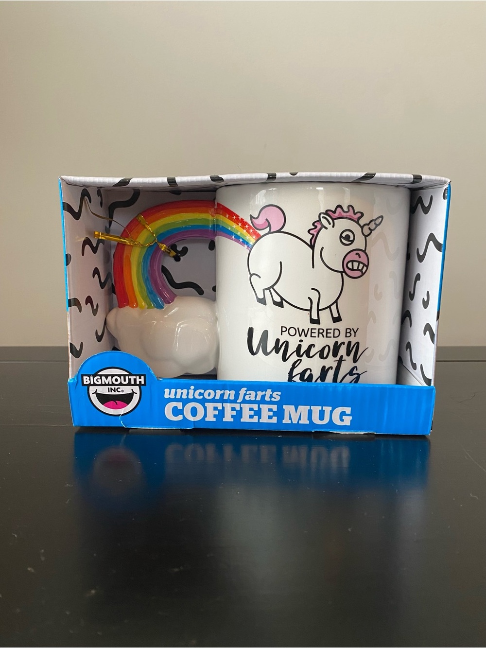 BigMouth Inc. "Powered by Unicorn Farts" Coffee Mug with Rainbow handle